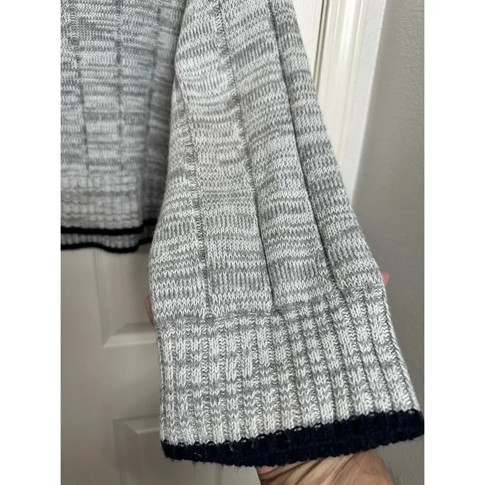 Ana A New Approach Women’s Gray Crop Sweater Stretch Pullover Long Knit Sleeve